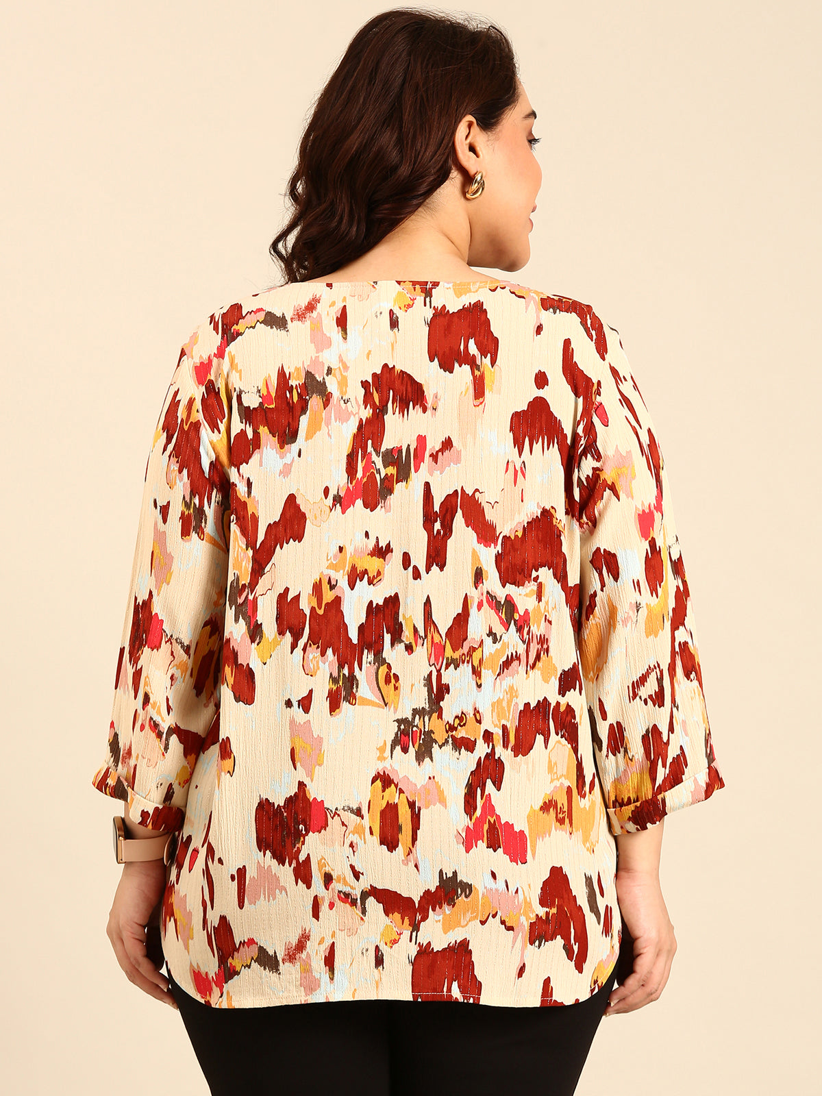 Women Abstract Print Lurex Top