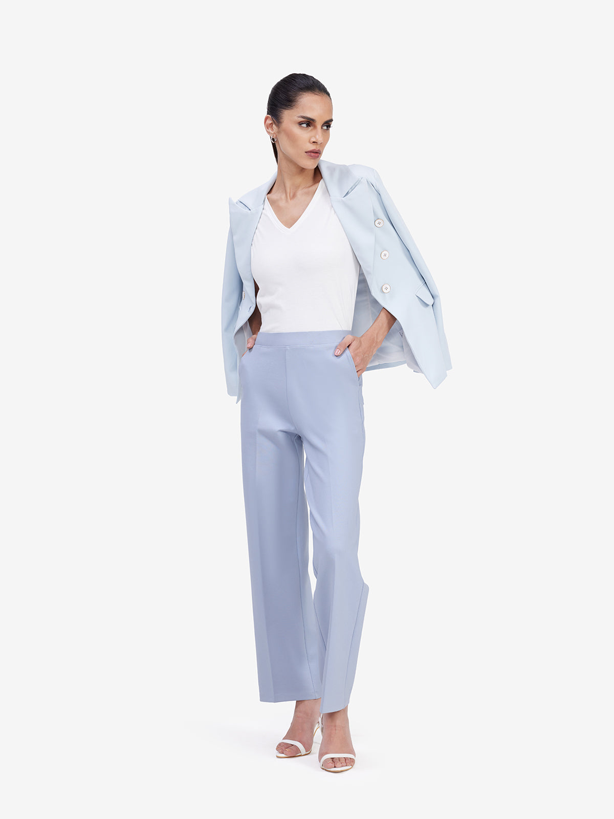 Women Blue Wide Leg Trouser