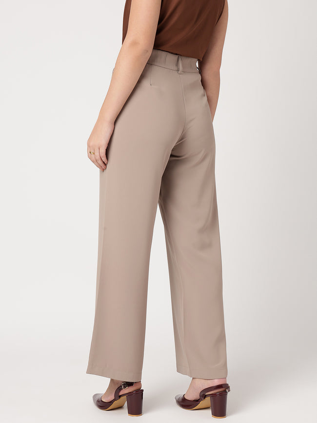 Women Brown Wide Leg Trousers