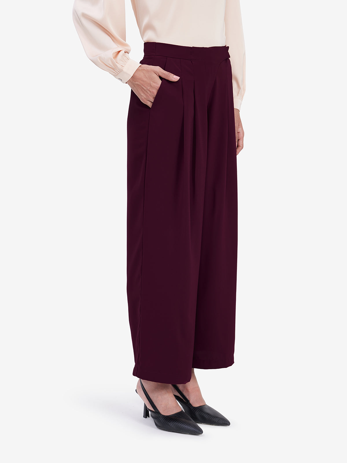 Women Maroon Mid-Waist Wide-Leg Trousers