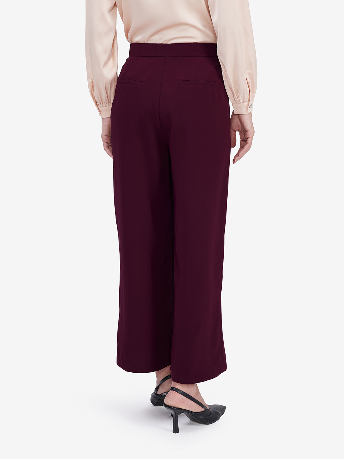 Women Maroon Mid-Waist Wide-Leg Trousers