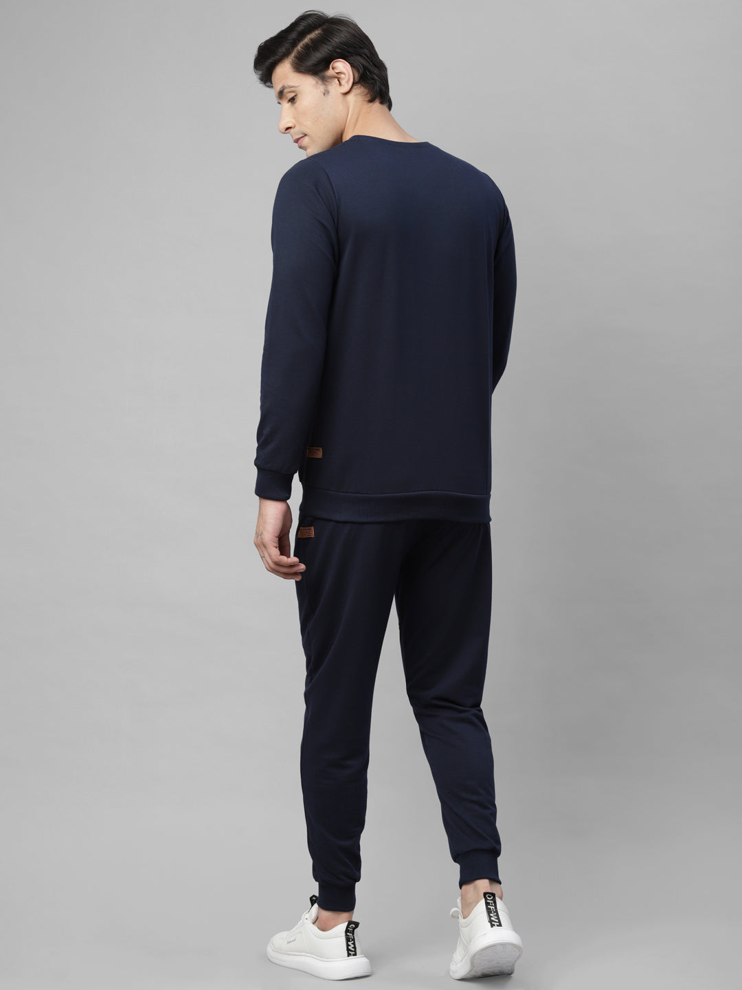 Men Navy Round Neck Terry Track Suit