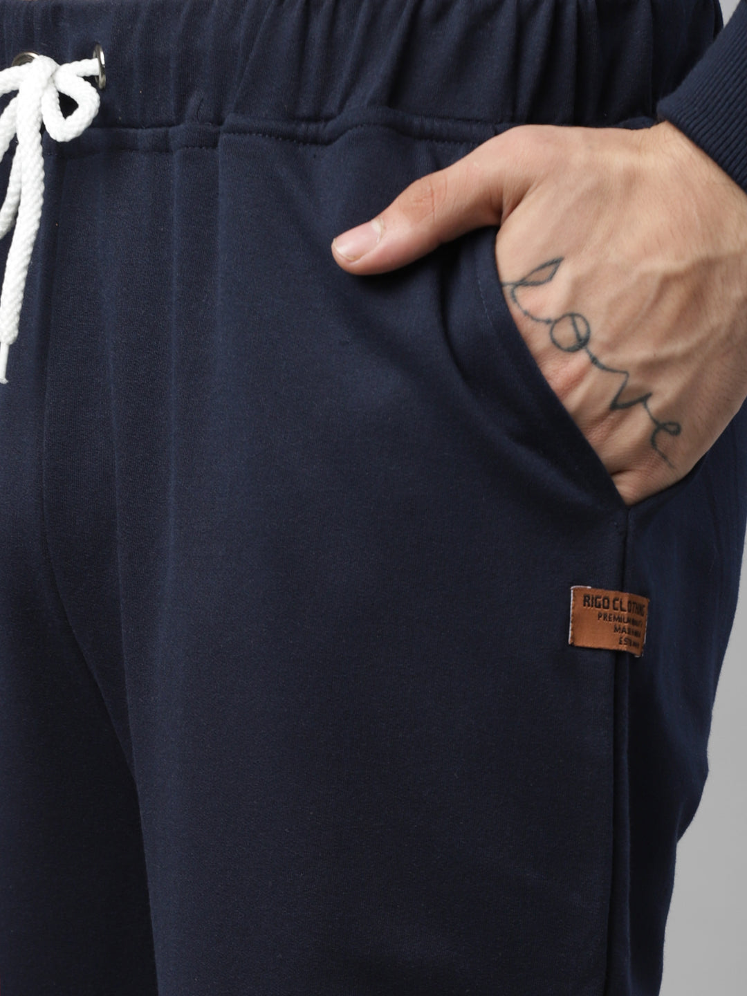 Men Navy Round Neck Terry Track Suit