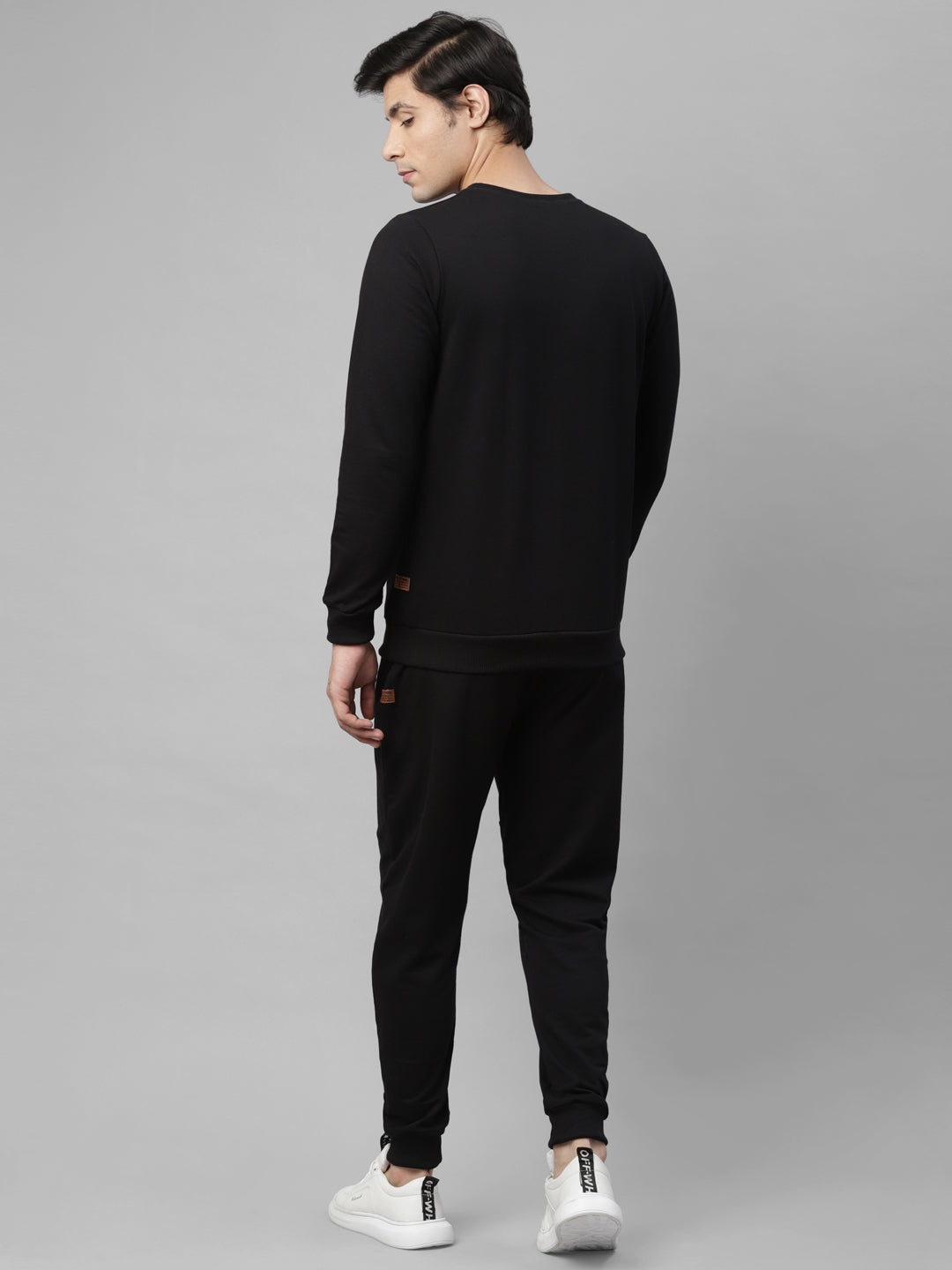 Men Black Round Neck Terry Track Suit