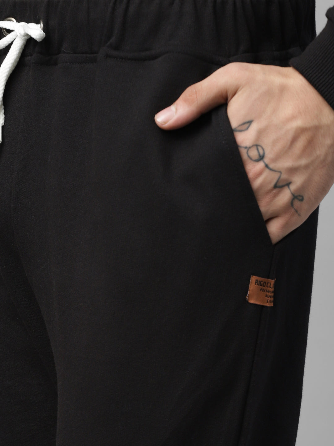 Men Black Round Neck Terry Track Suit