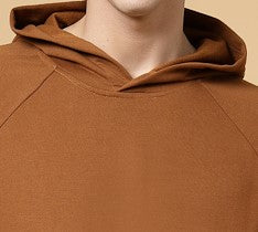 Men Brown Oversized Solid Fleece Co-ords