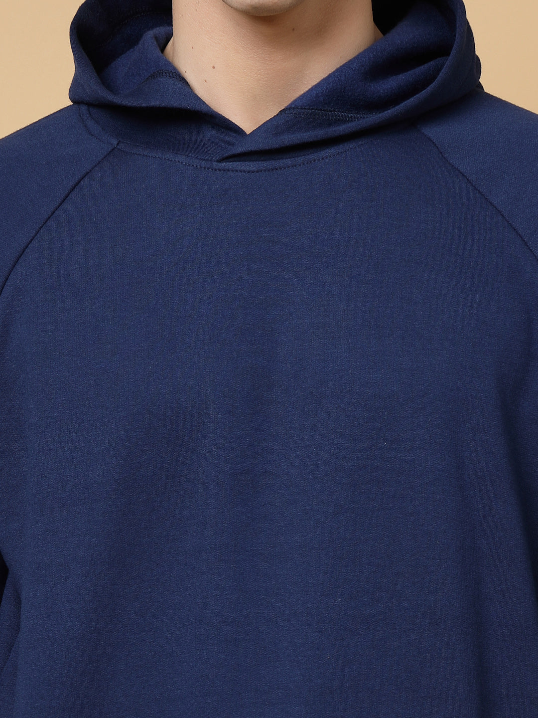 Men Ink Blue Oversized Solid Fleece Co-ords