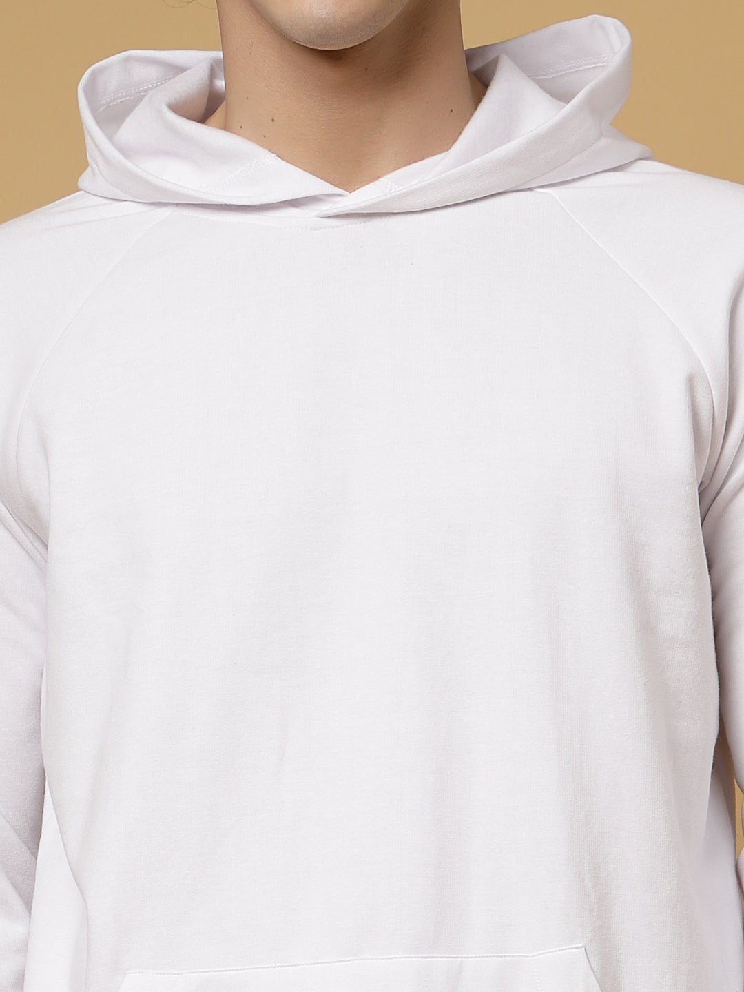 Men White Oversized Solid Fleece Co-ords