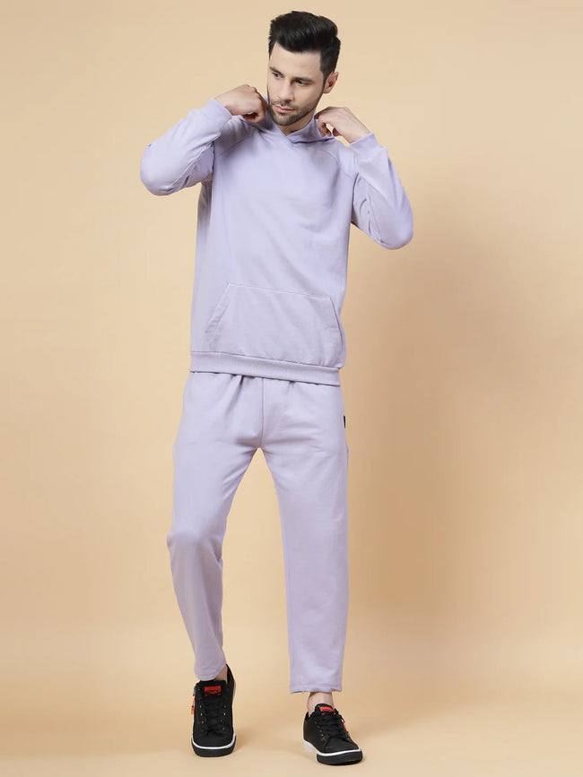 Men Lavender Regular Fit Tracksuit
