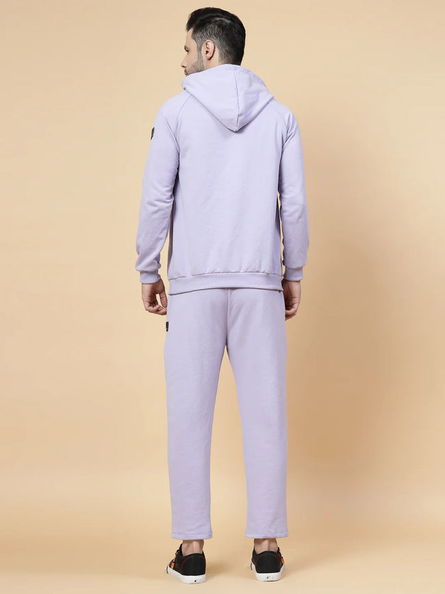 Men Lavender Regular Fit Tracksuit