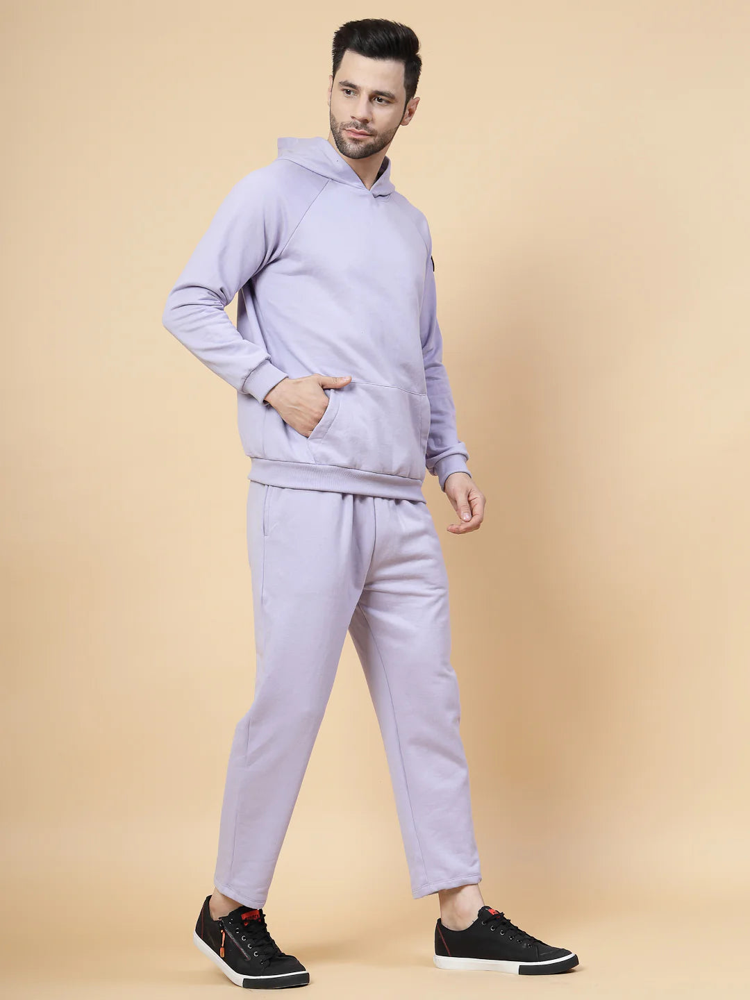 Men Lavender Regular Fit Tracksuit