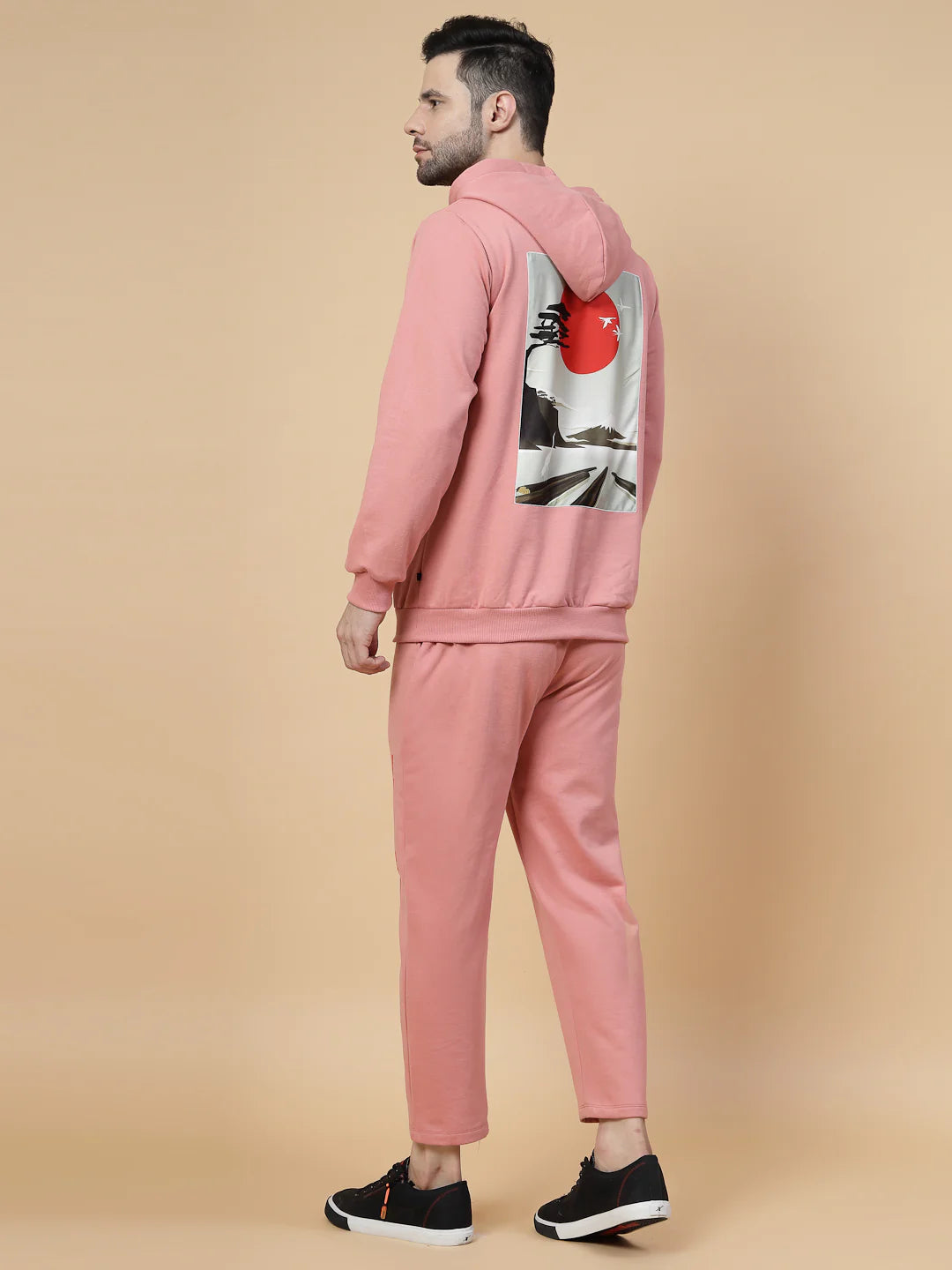 Men Peach Regular Fit Tracksuit