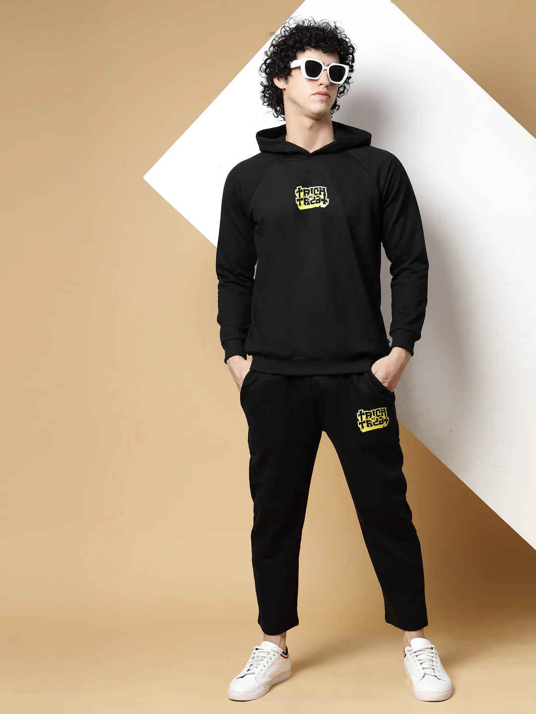 Men Black Printed Tracksuit
