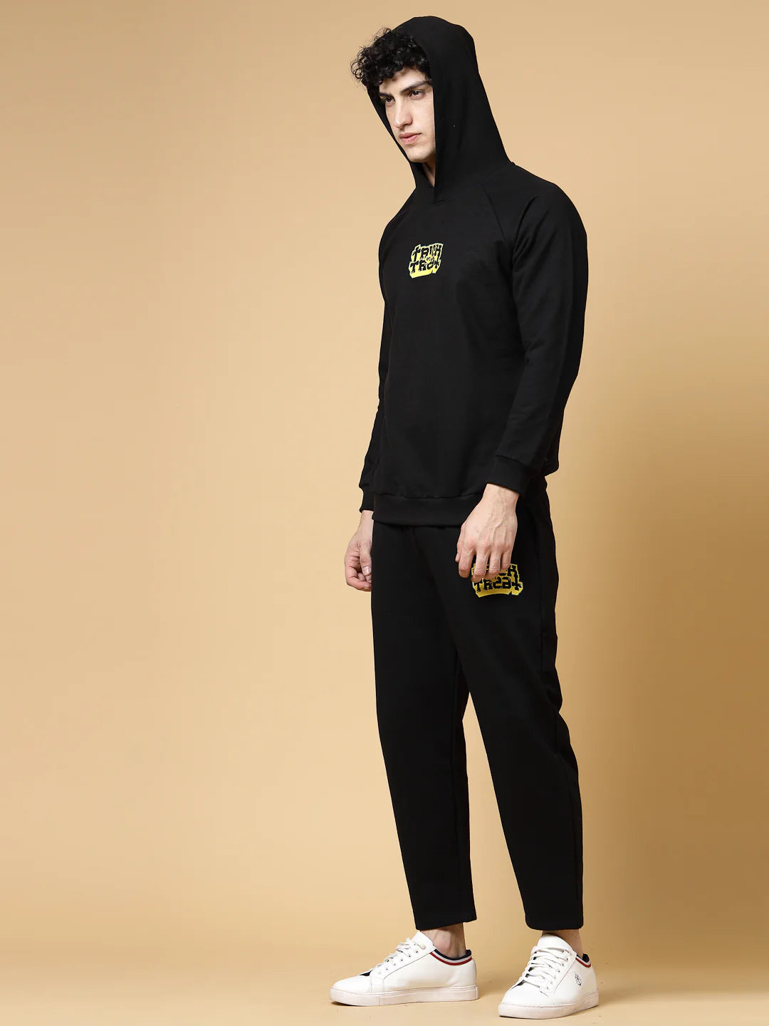 Men Black Printed Tracksuit