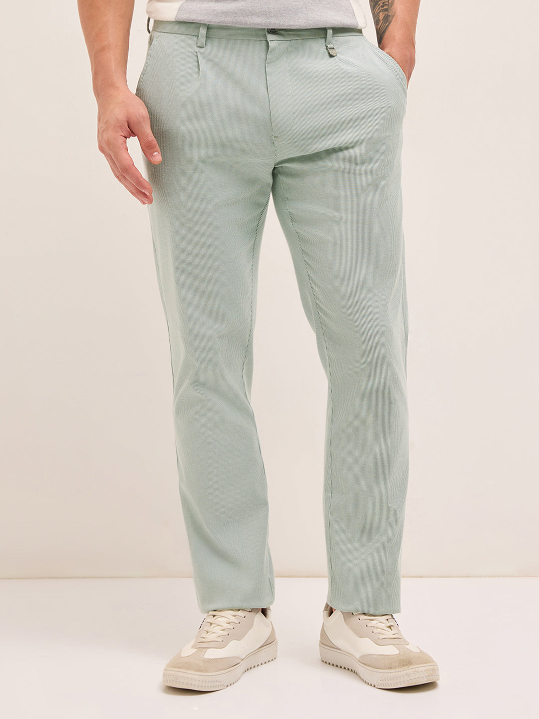 Men Green Casual Trousers