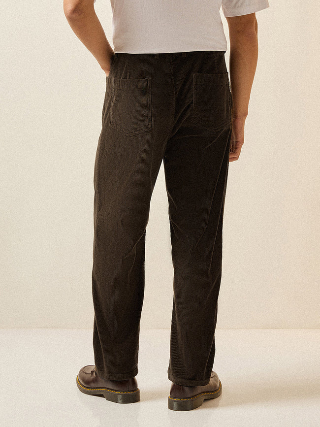 Men Olive Solid Baggy Fit Corduroy Cotton Pant