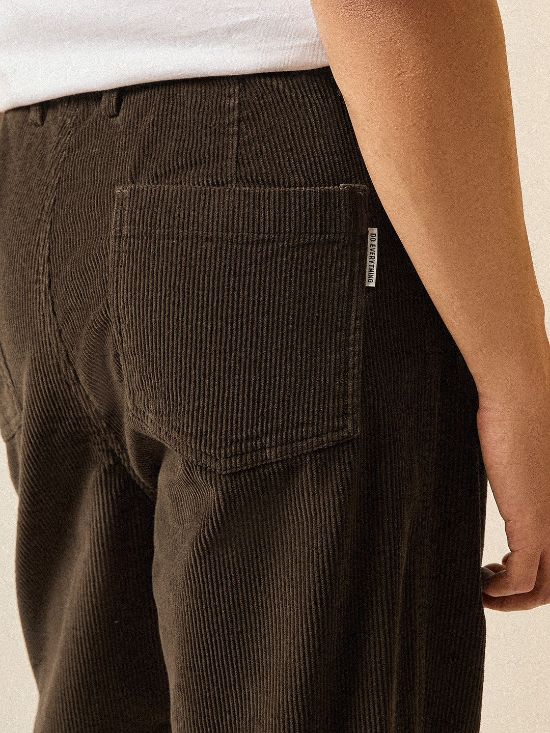 Men Olive Solid Baggy Fit Corduroy Cotton Pant