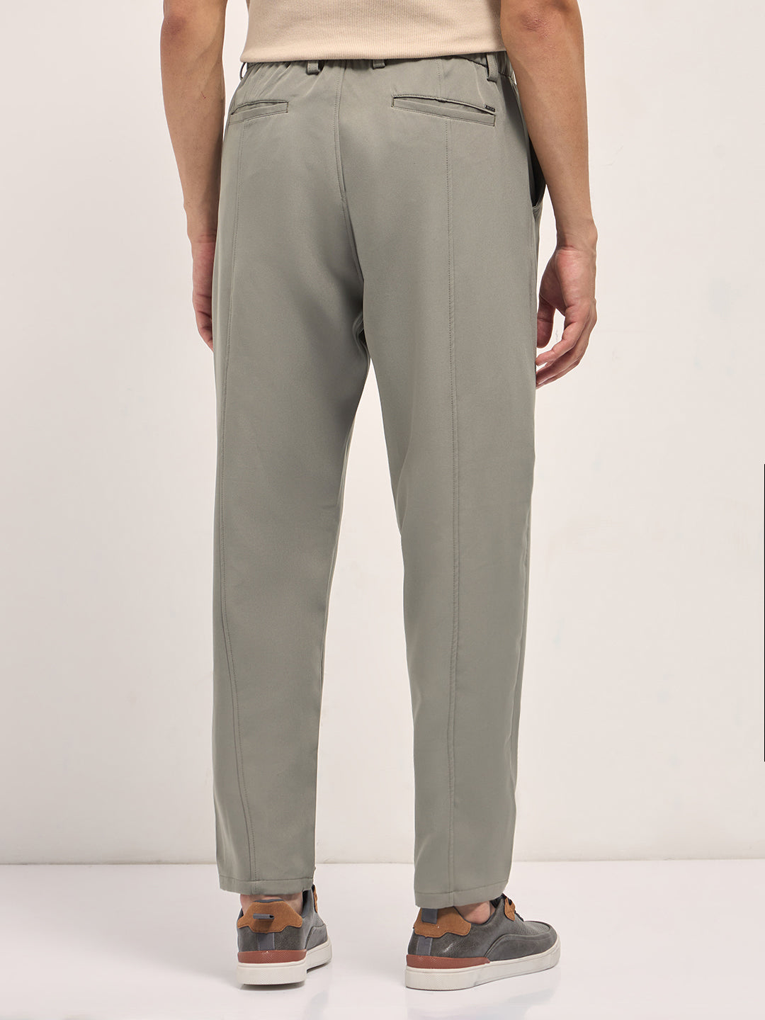 Men Grey Baggy Fit Polyester Blend Trousers