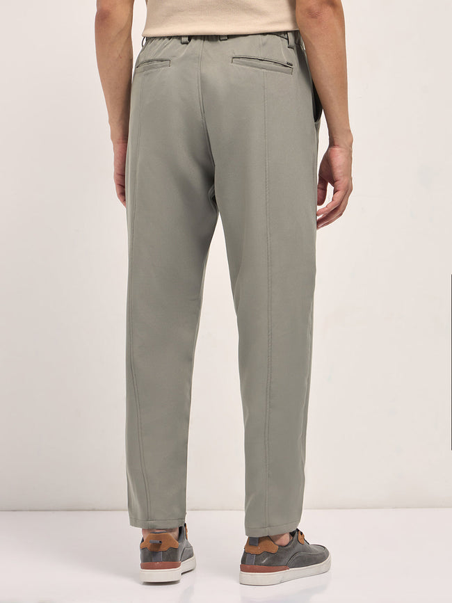 Men Grey Baggy Fit Polyester Blend Trousers