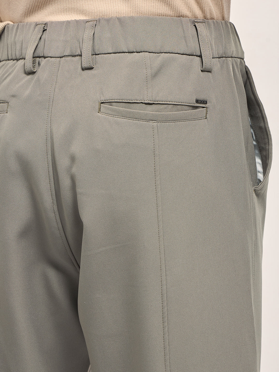 Men Grey Baggy Fit Polyester Blend Trousers