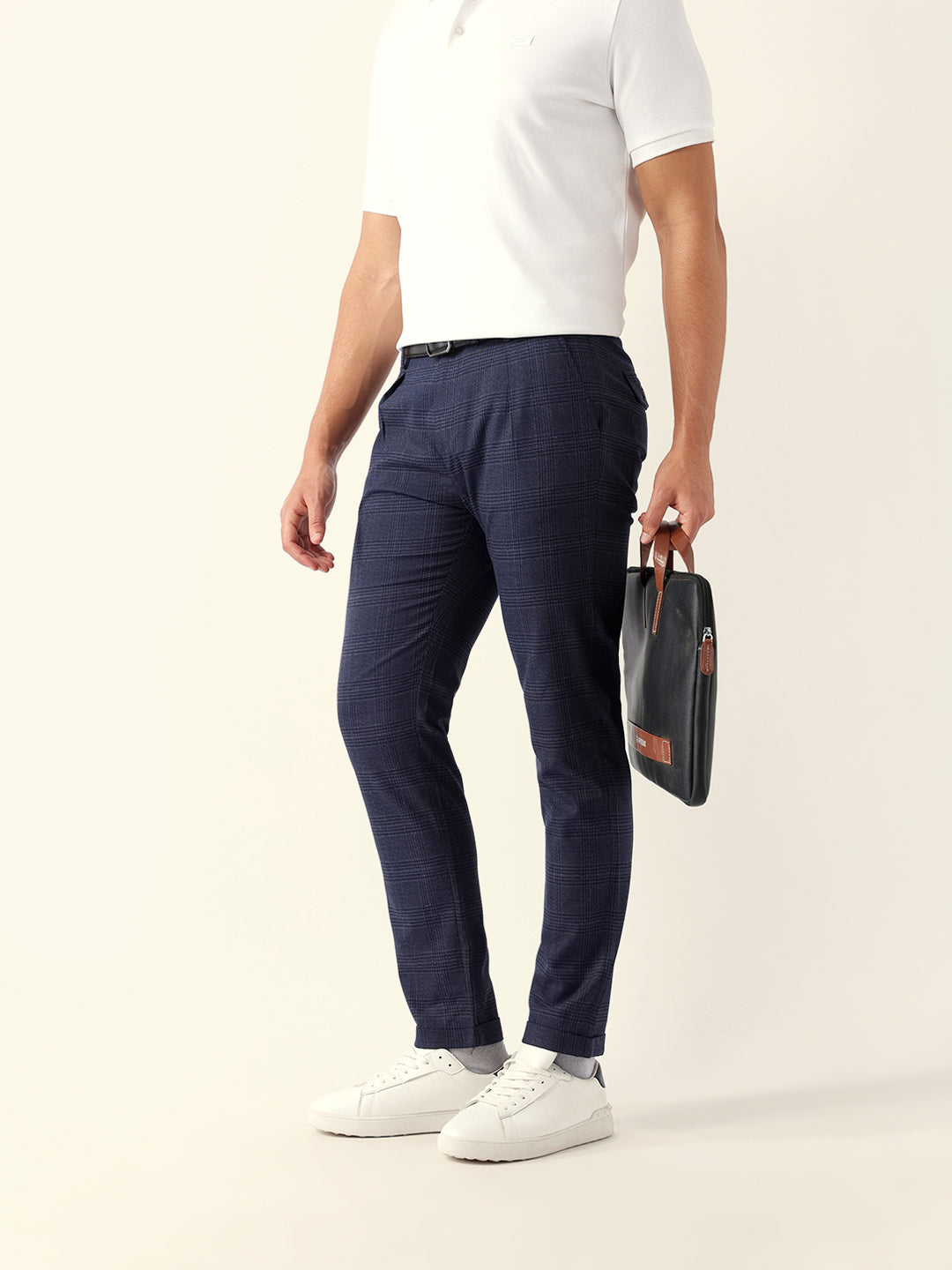 Men Blue Regular Fit Formal Trouser
