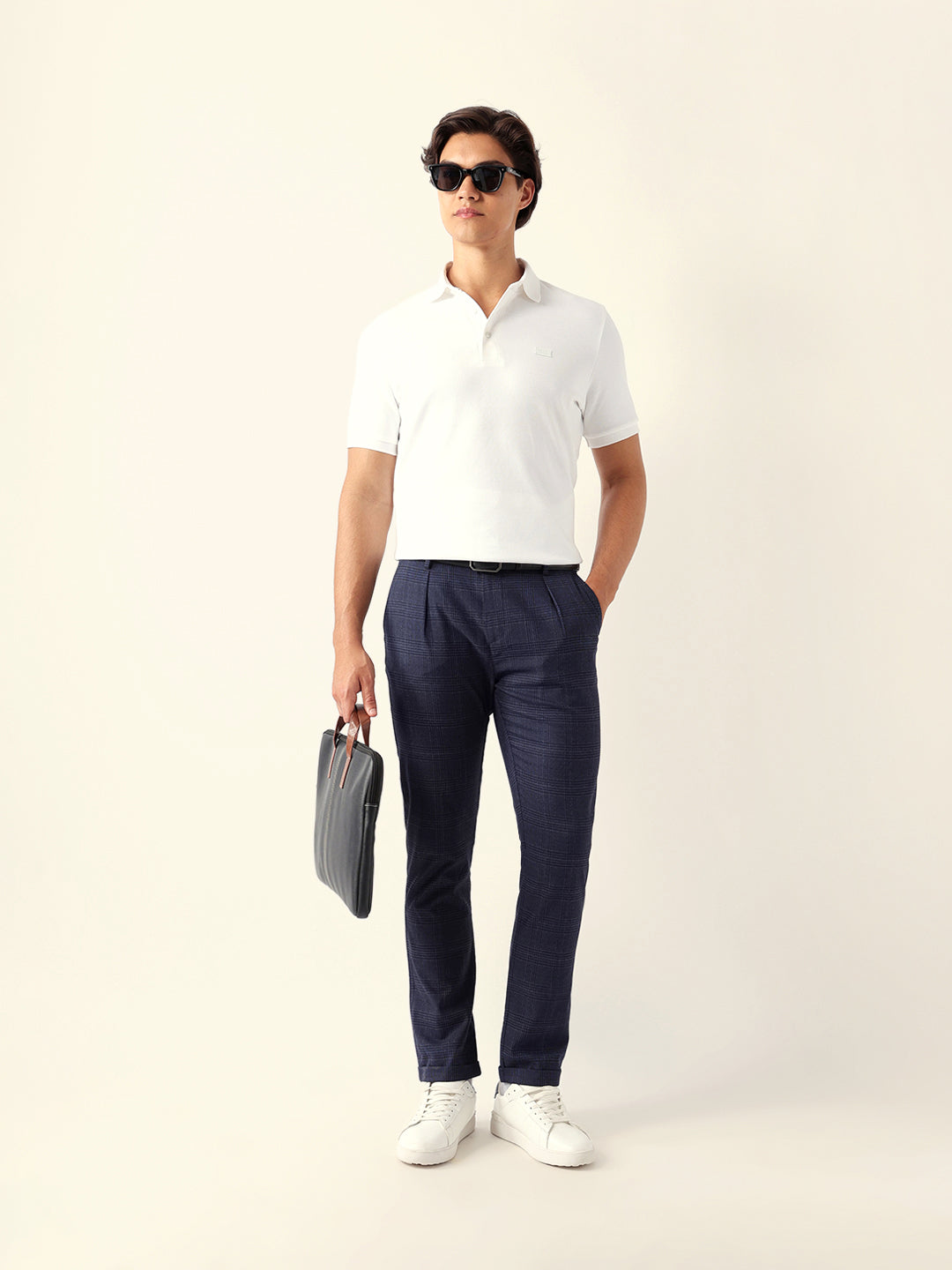Men Blue Regular Fit Formal Trouser