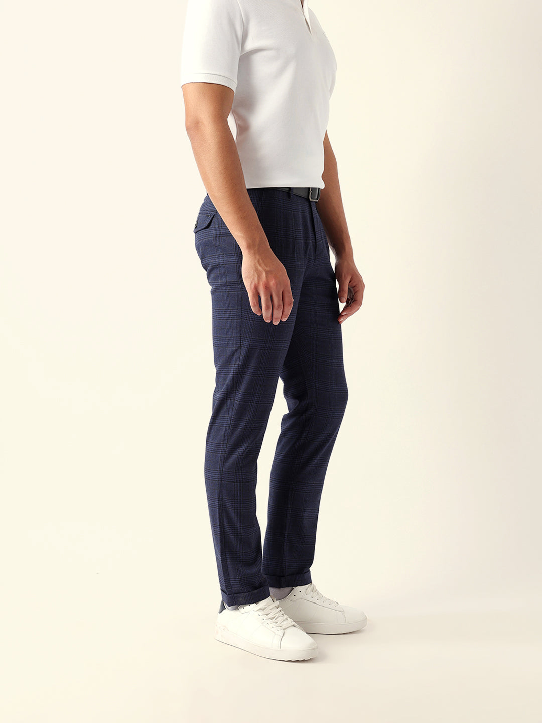 Men Blue Regular Fit Formal Trouser