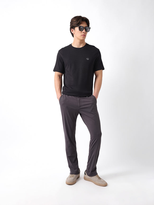 Men Grey Solid Casual Trousers