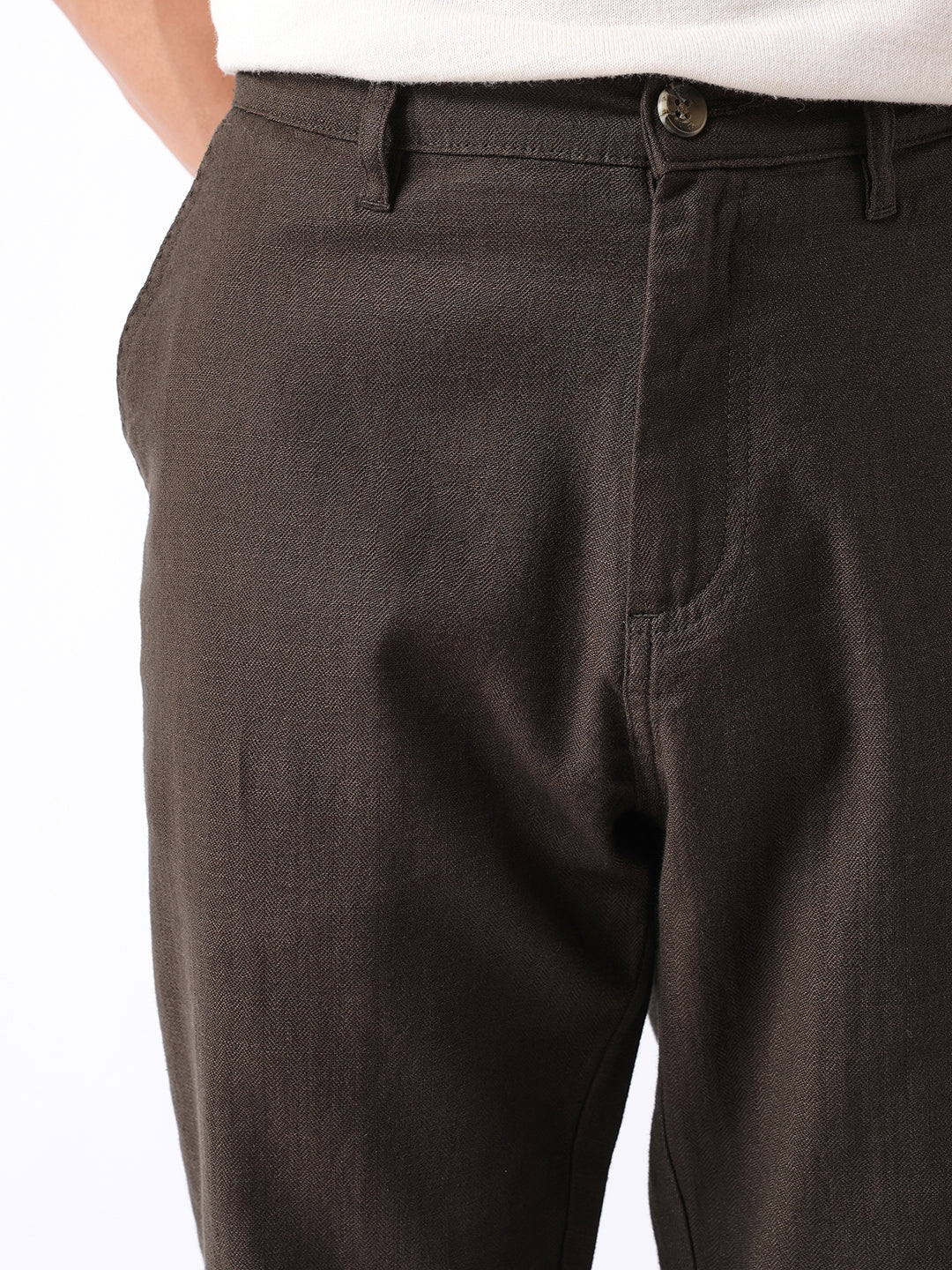 Men Olive Self Design Trouser