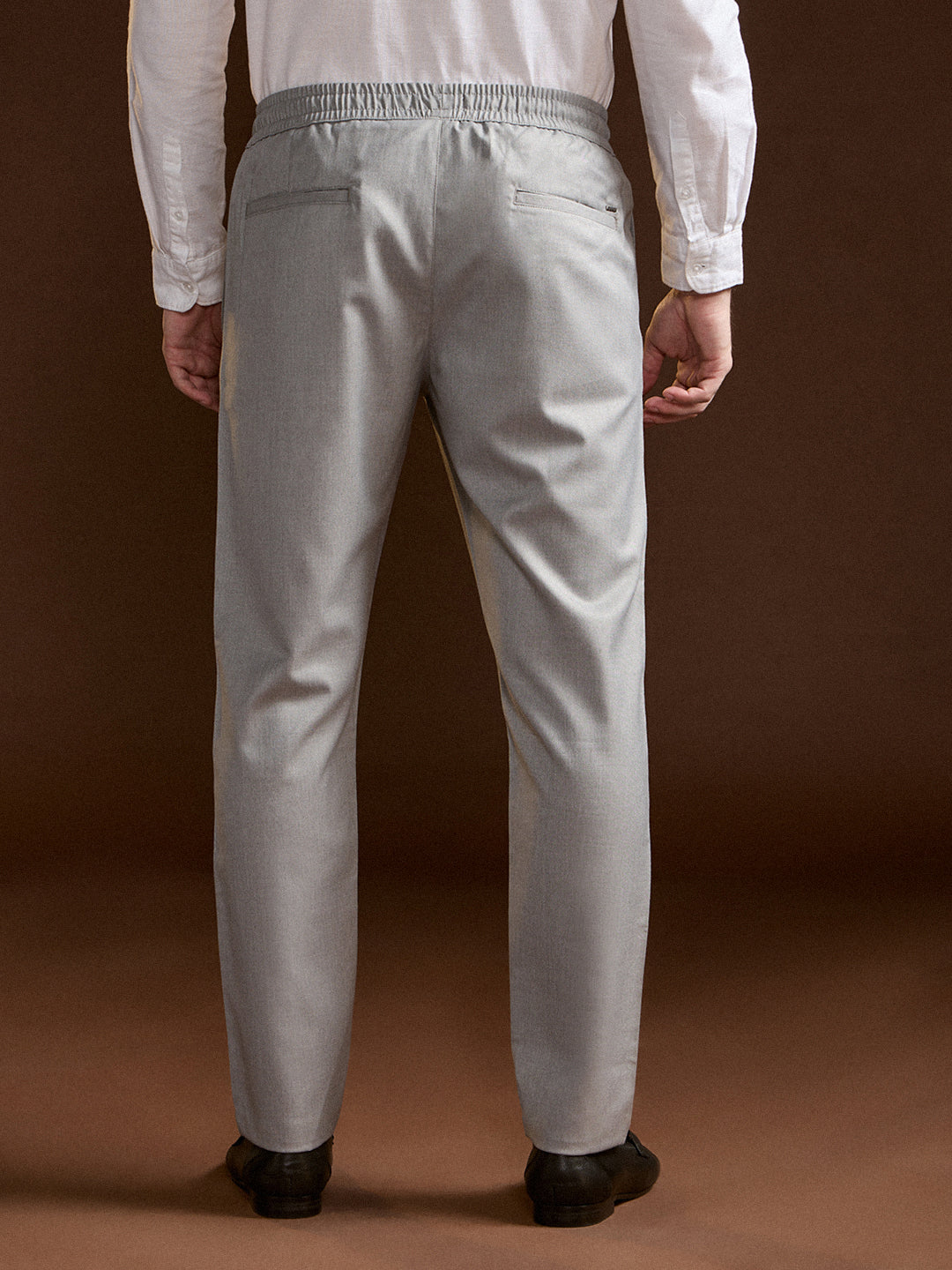 Men Grey Slim Fit Formal Trouser