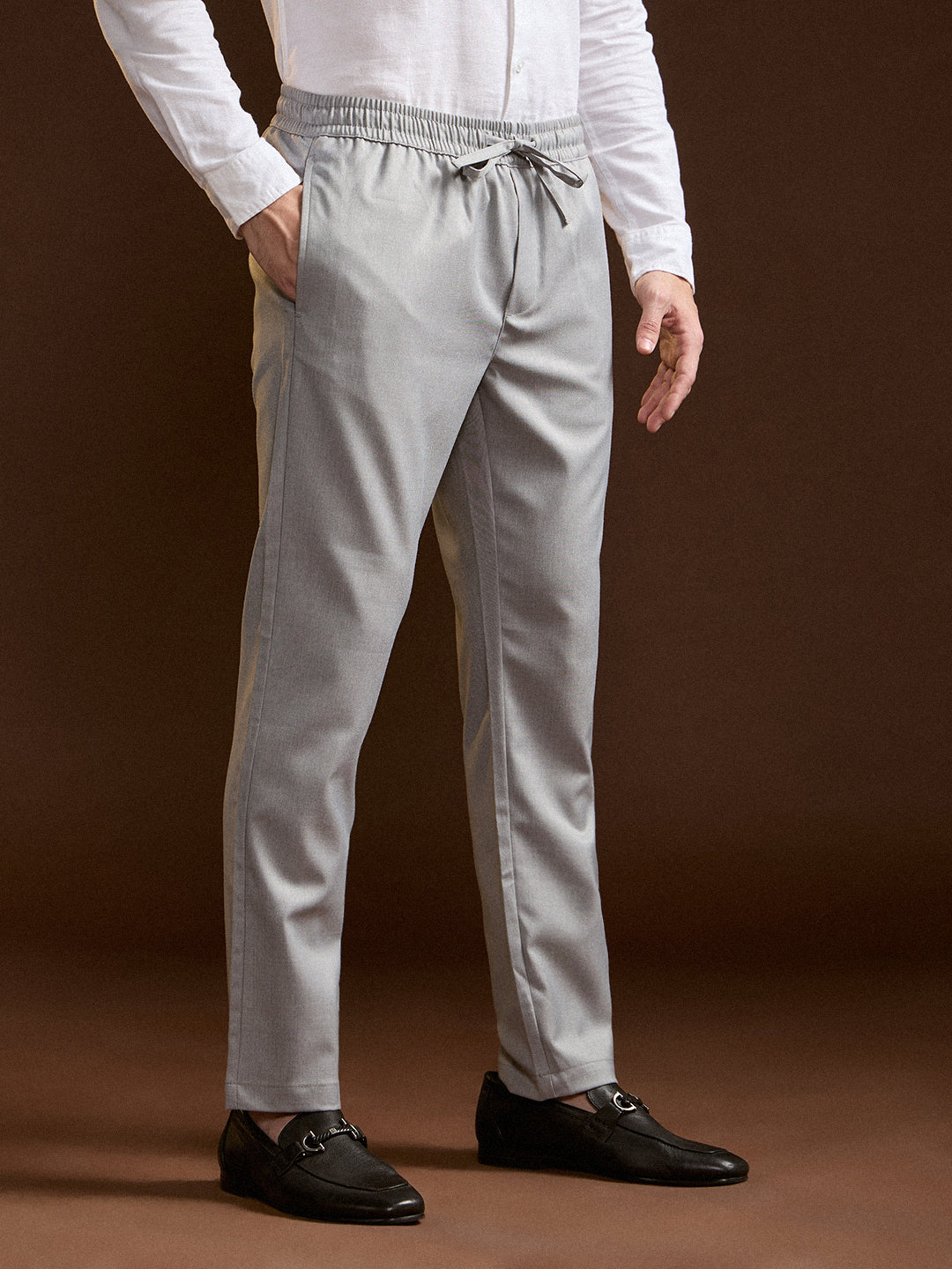 Men Grey Slim Fit Formal Trouser