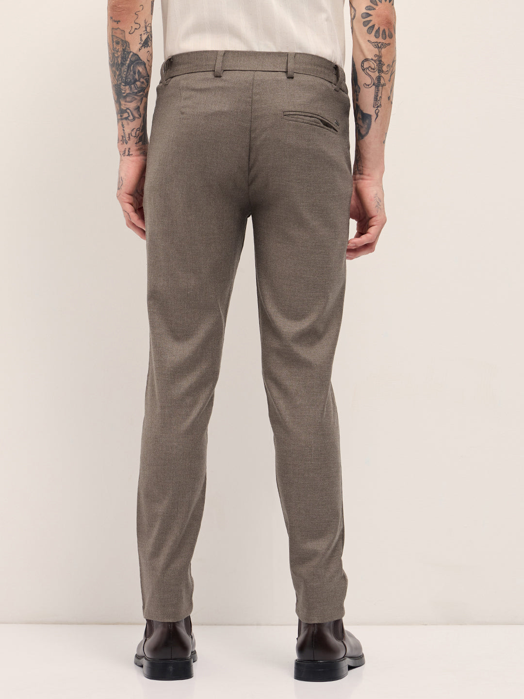 Men Brown Slim Fit Formal Trousers
