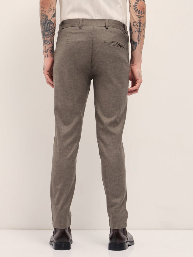 Men Brown Slim Fit Formal Trousers