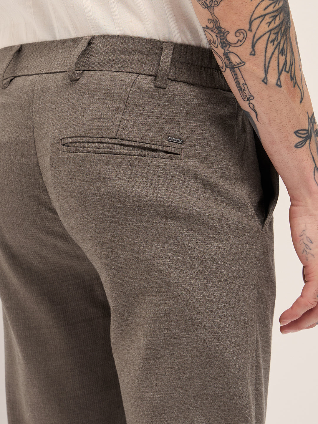Men Brown Slim Fit Formal Trousers