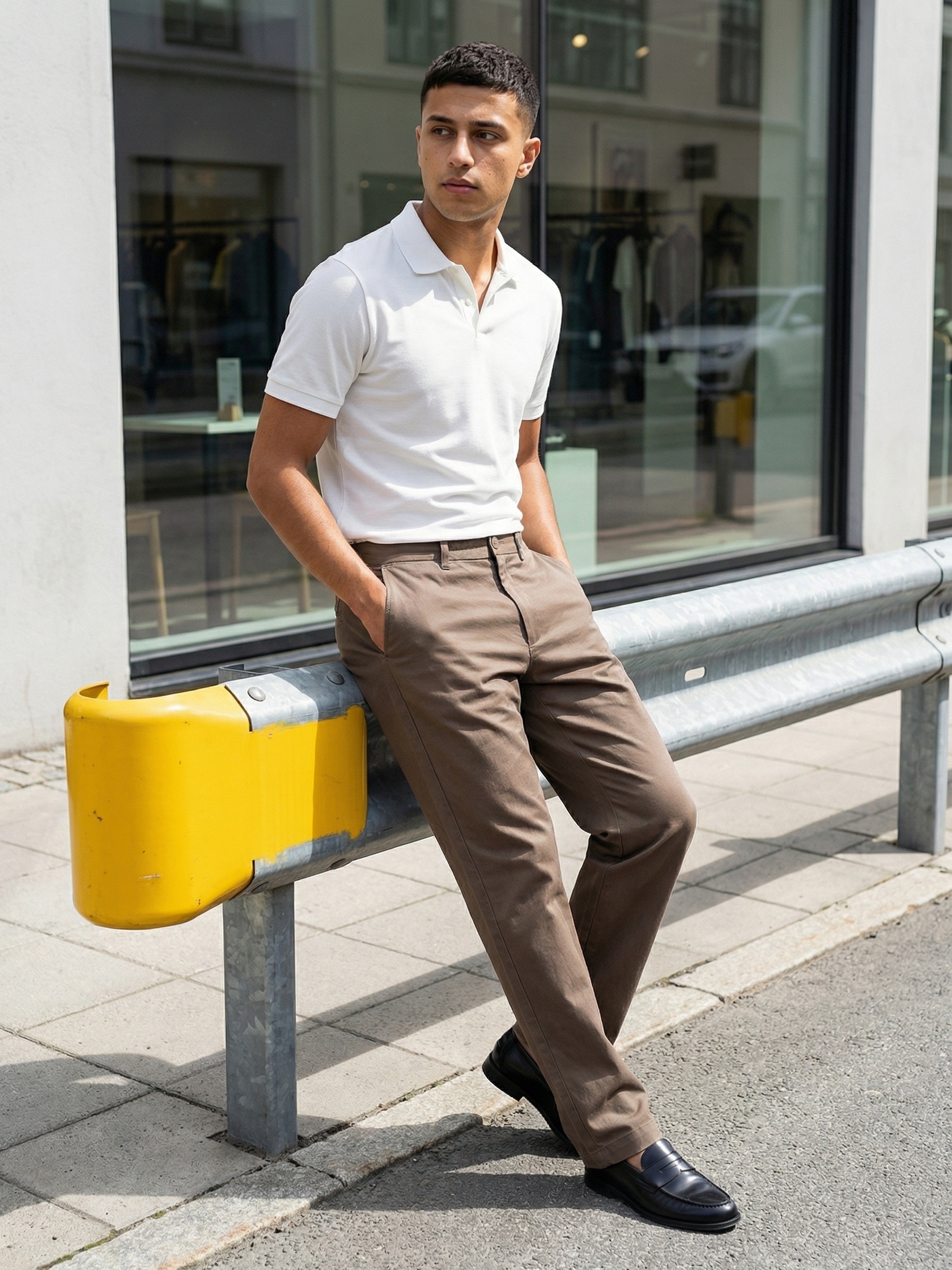 Men Brown Solid Cargo Pants