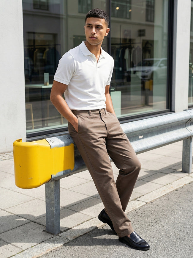 Men Brown Solid Cargo Pants