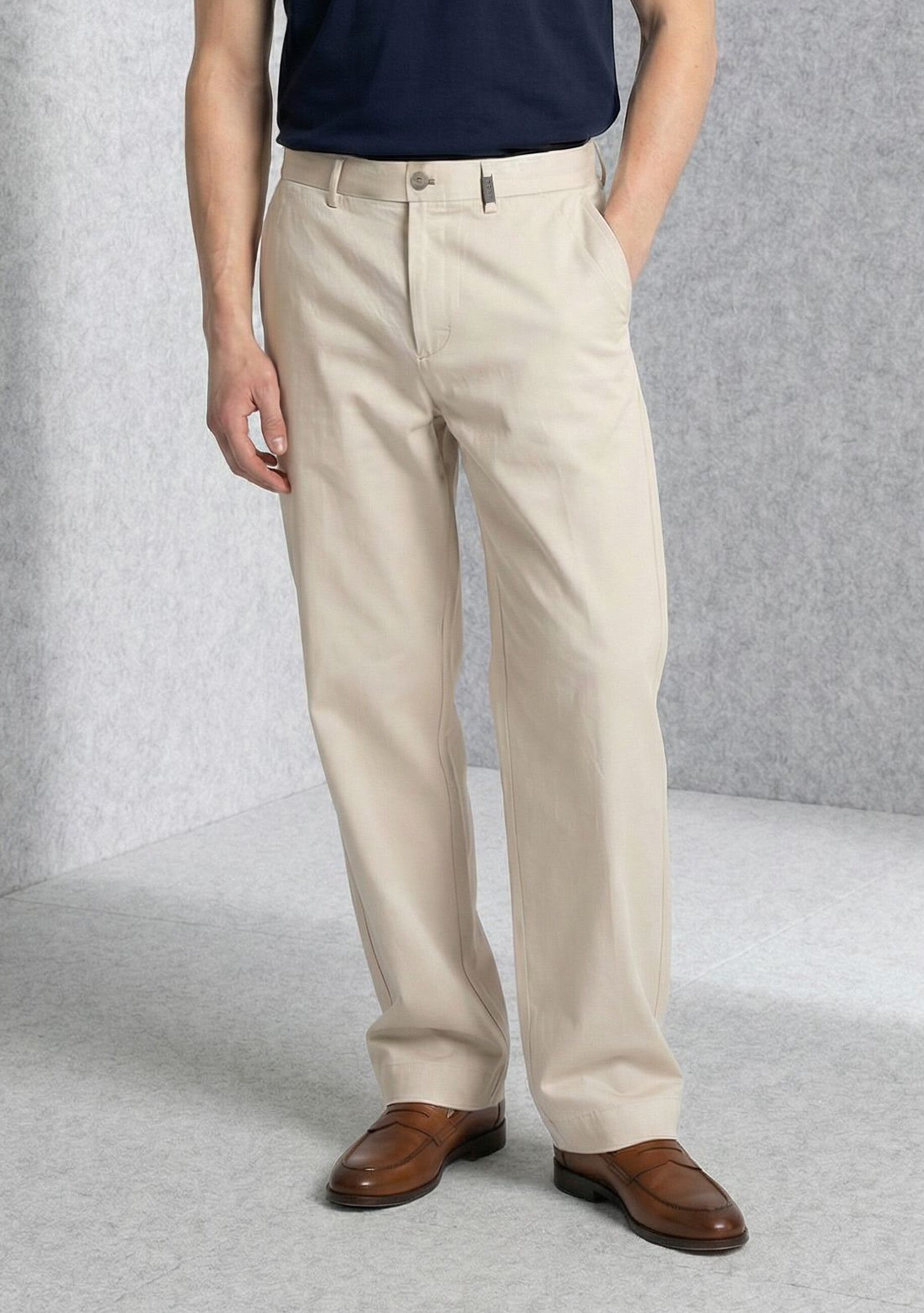 Men Cream Solid Cargo Pants