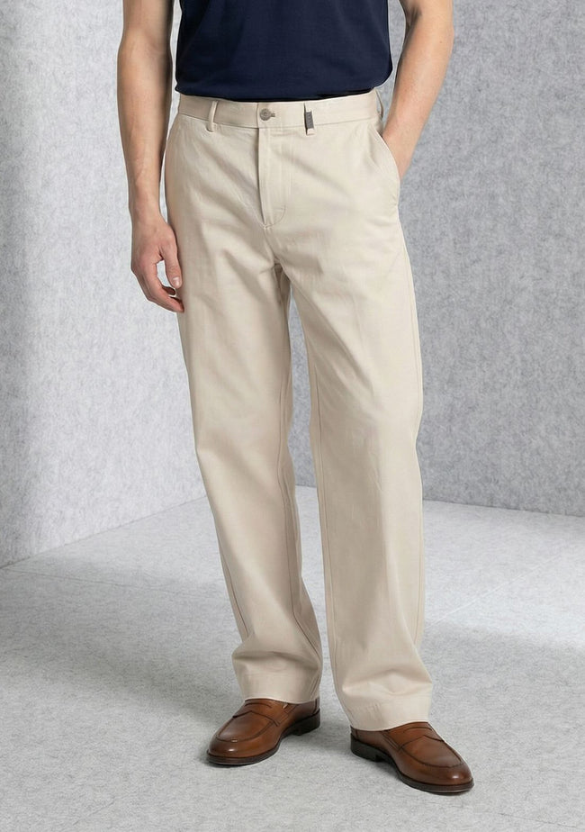 Men Cream Solid Cargo Pants