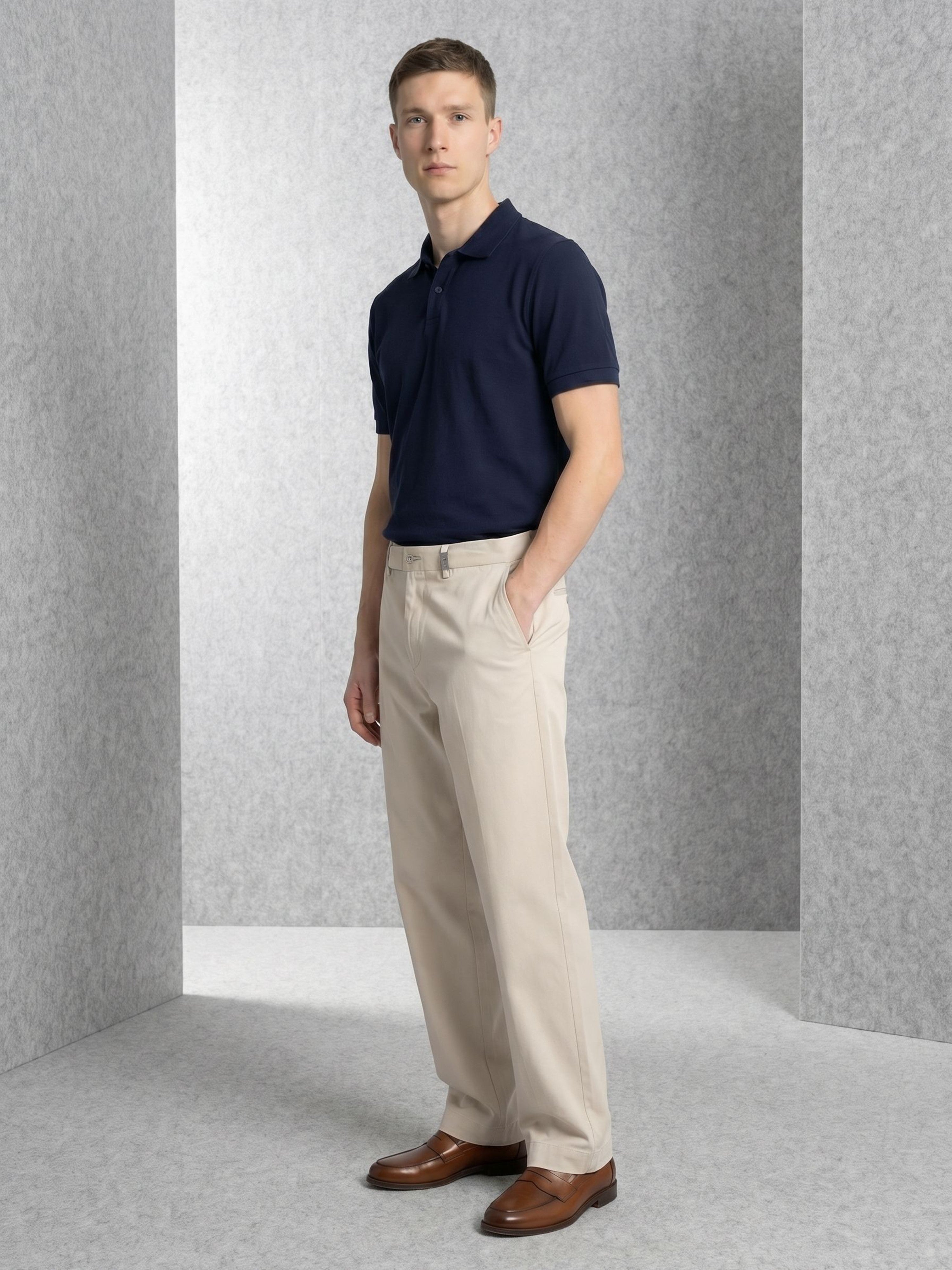 Men Cream Solid Cargo Pants