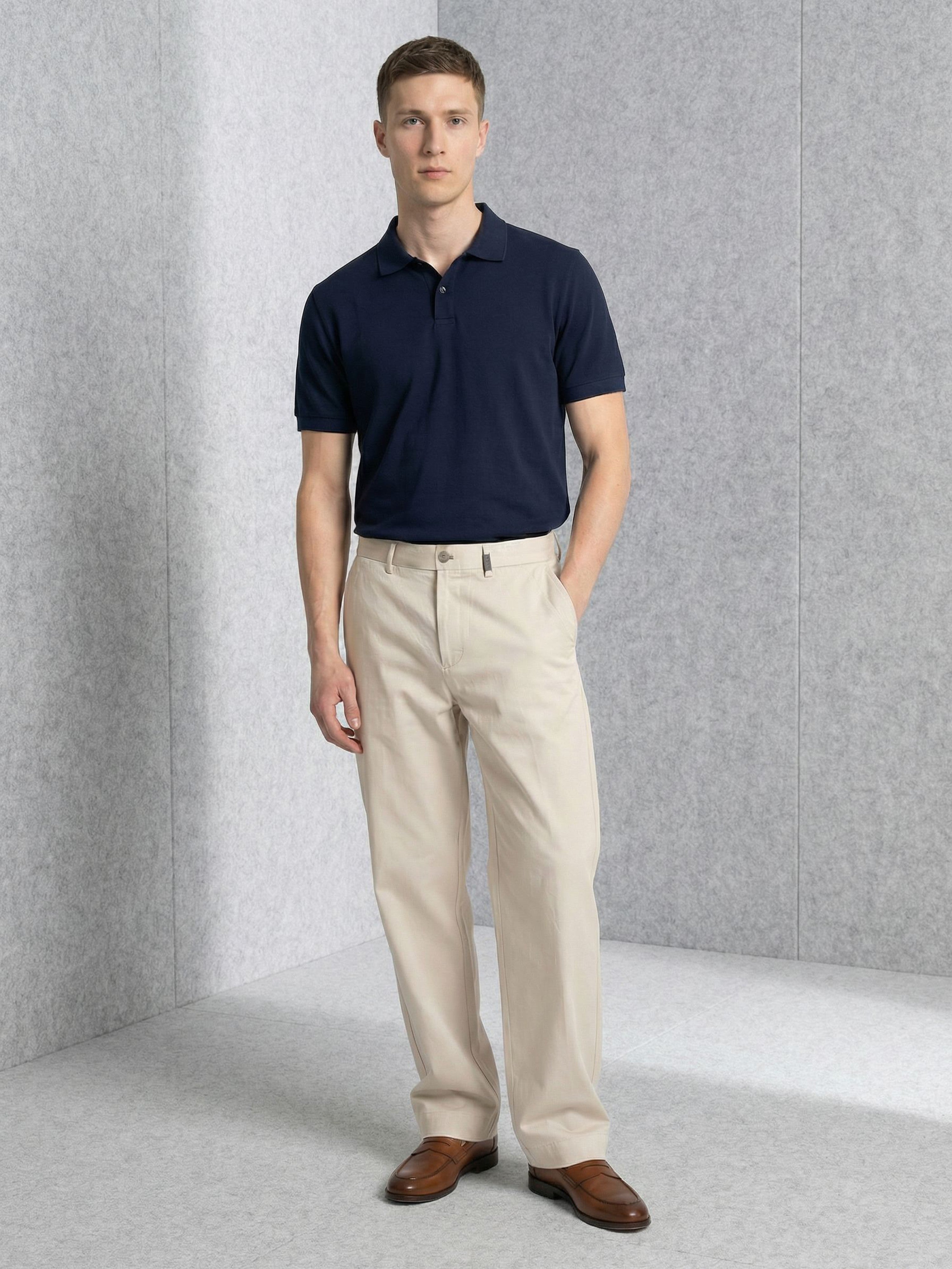 Men Cream Solid Cargo Pants