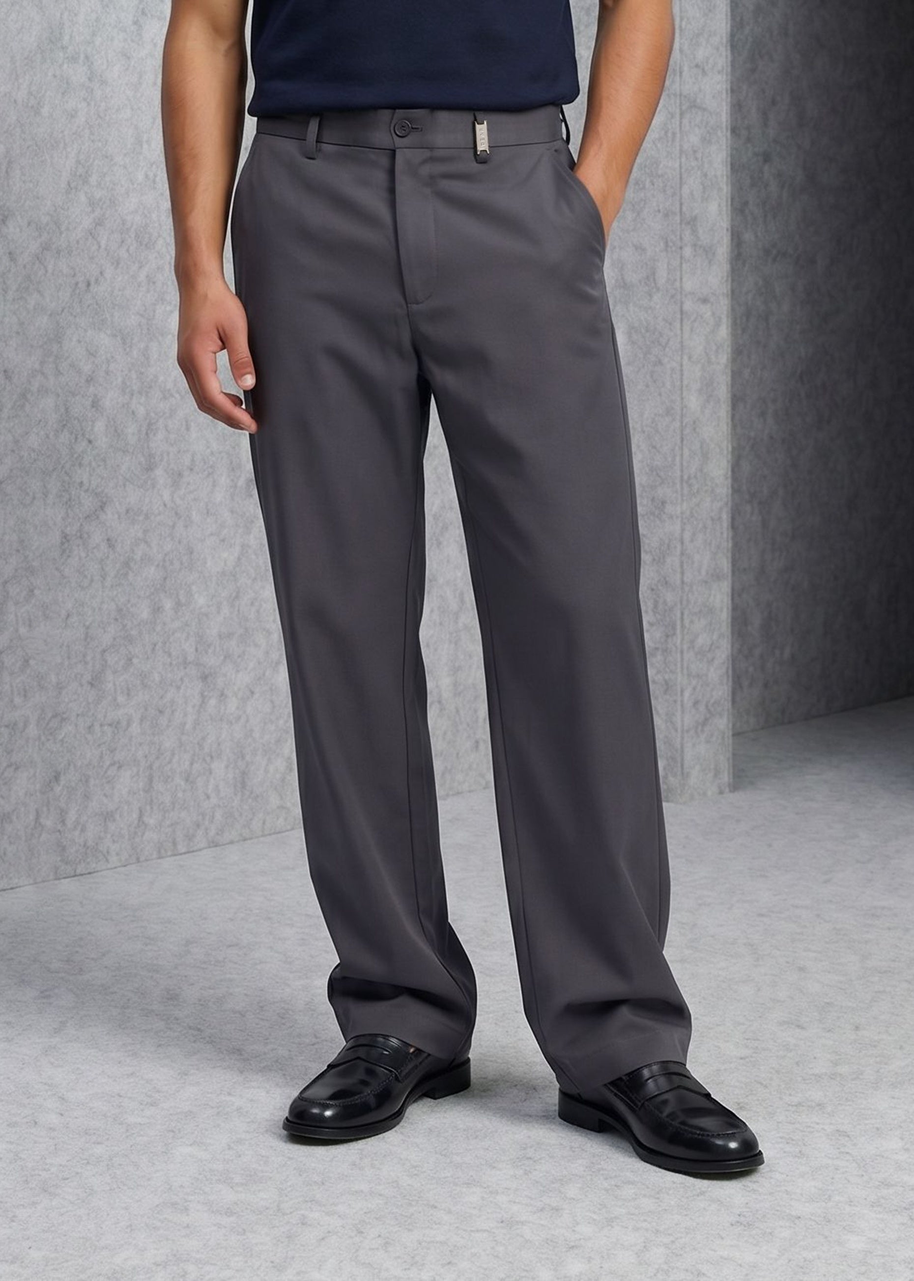 Men Grey Solid Casual Trouser
