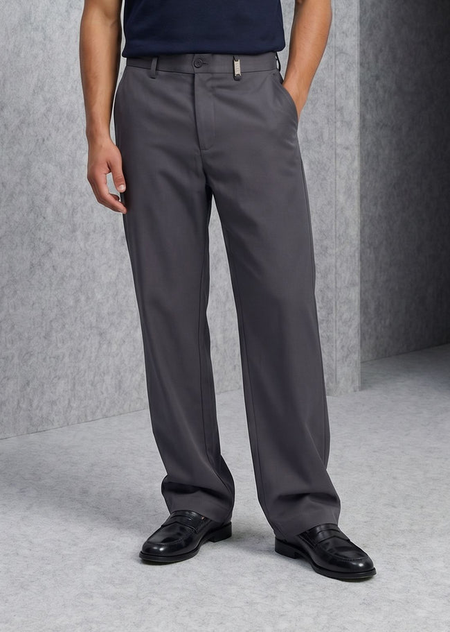 Men Grey Solid Casual Trouser