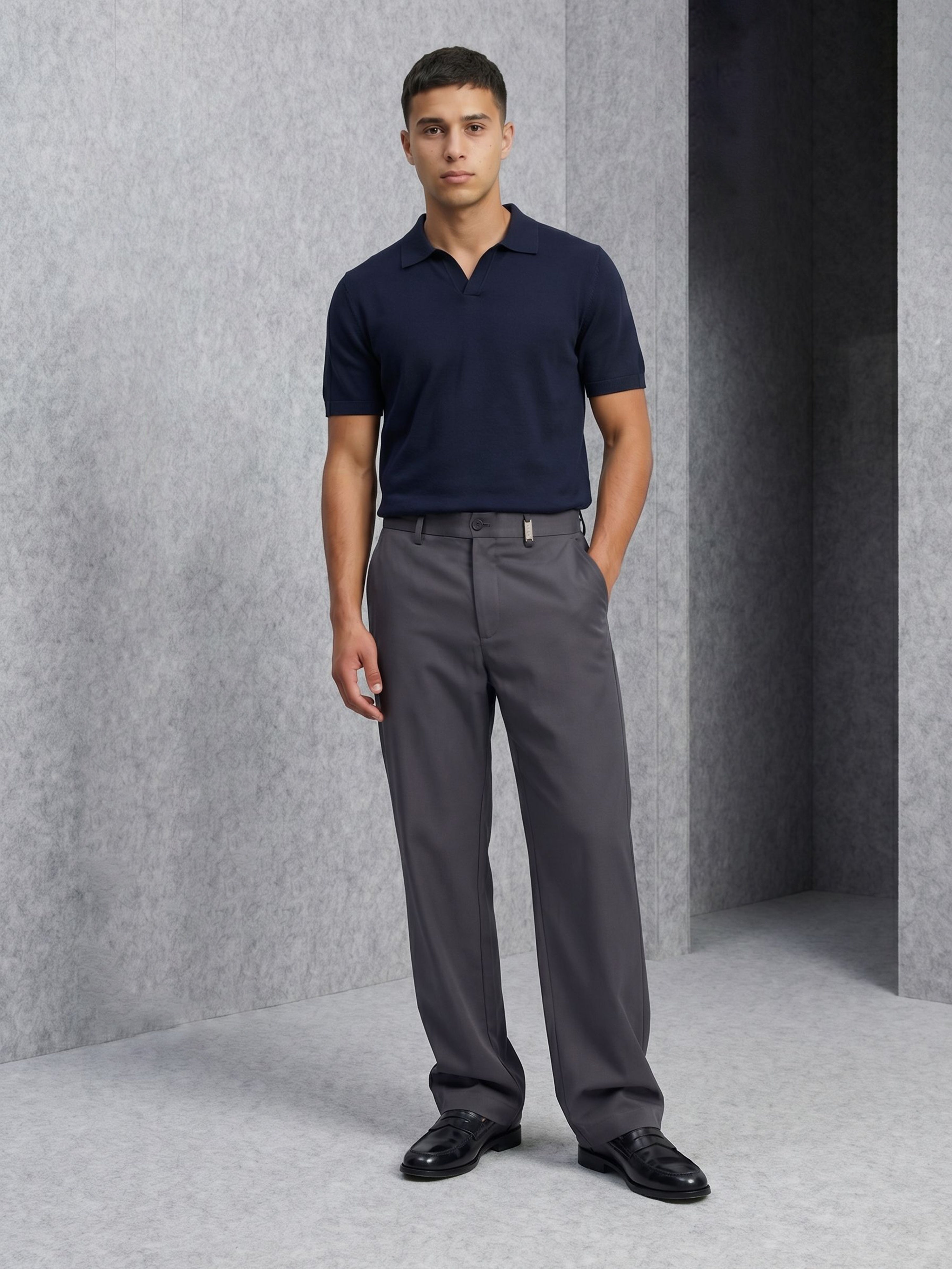 Men Grey Solid Casual Trouser