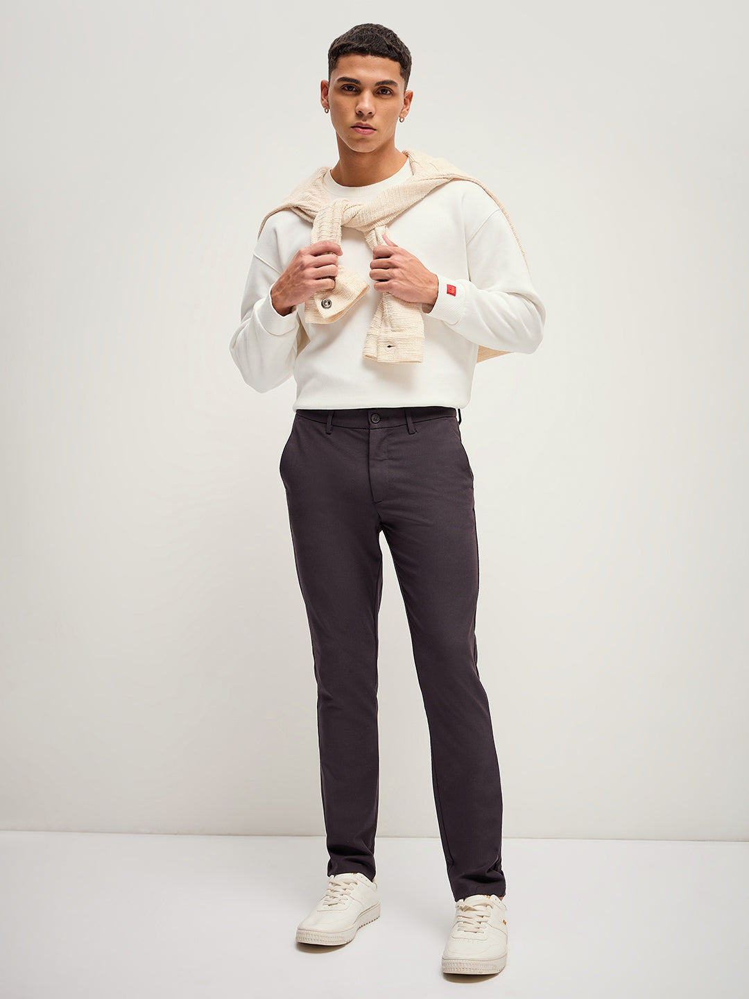 Men Brown 4 Way Stretch Formal Trouser