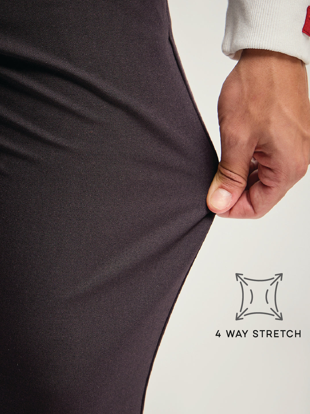 Men Brown 4 Way Stretch Formal Trouser