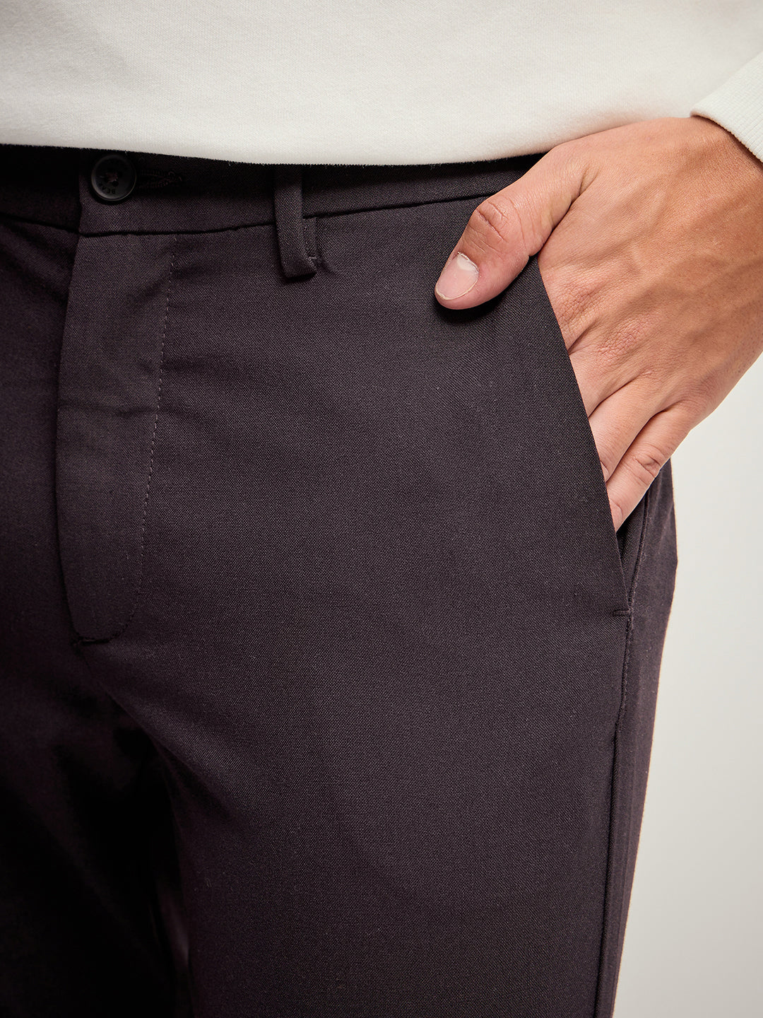 Men Brown 4 Way Stretch Formal Trouser