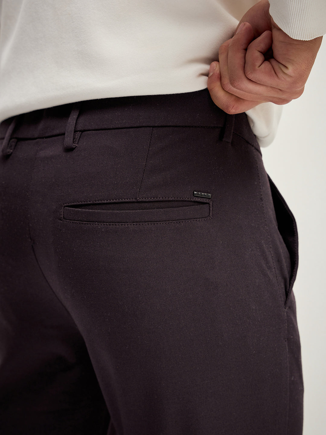 Men Brown 4 Way Stretch Formal Trouser