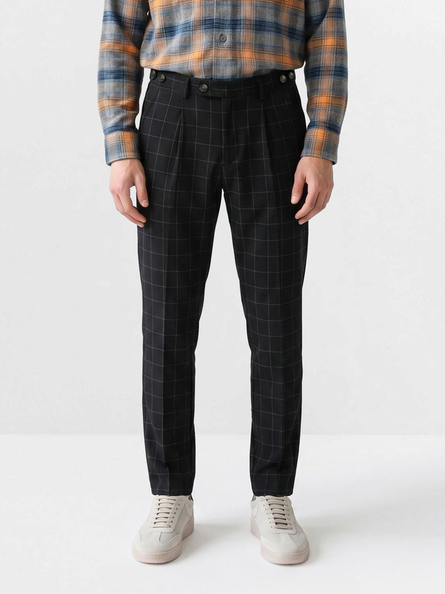 Men Black Checked Formal Trouser