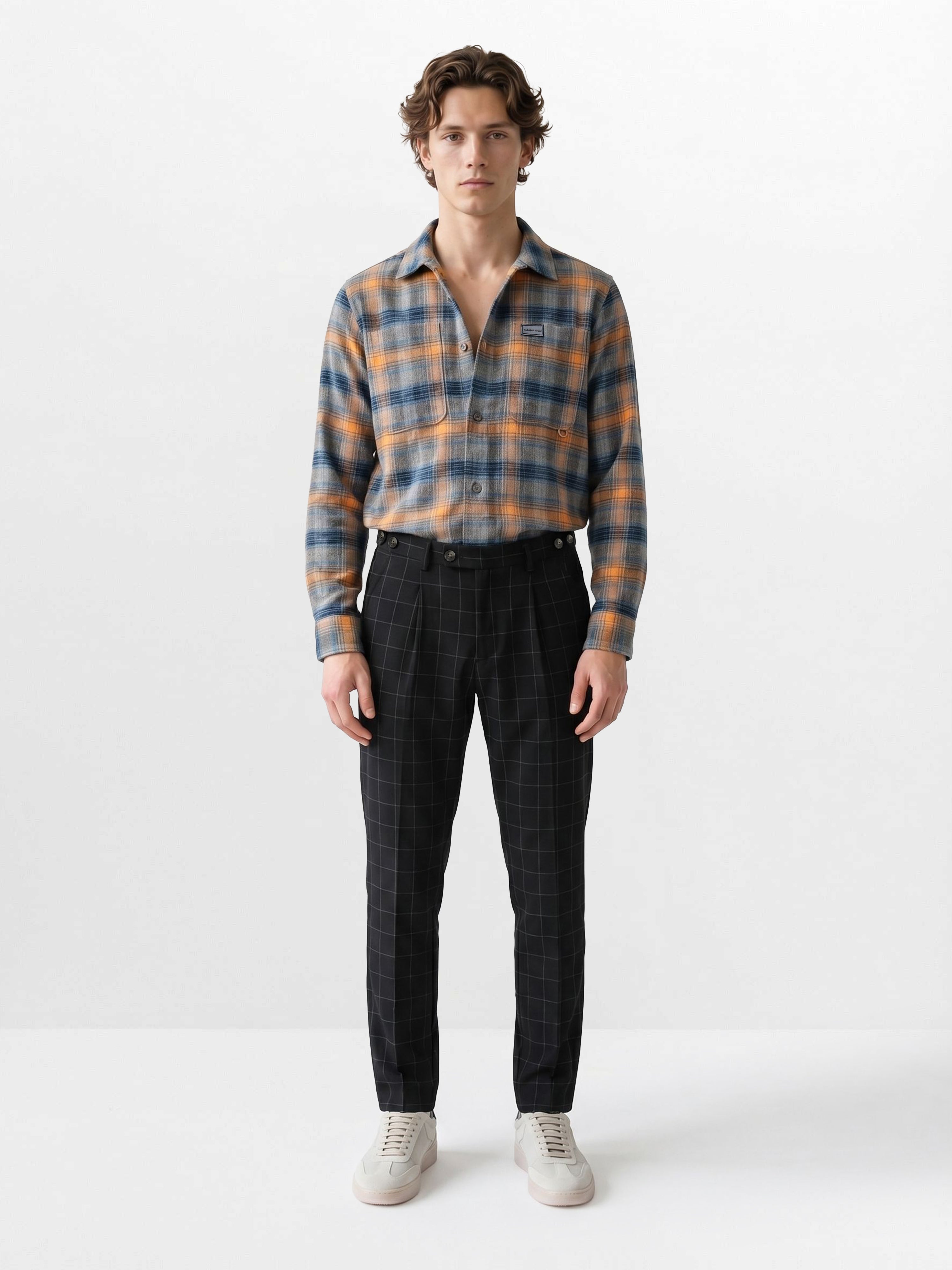 Men Black Checked Formal Trouser