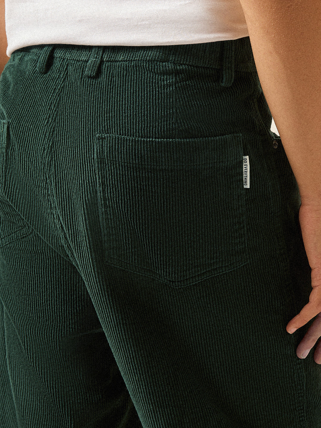 Men Dark Green Solid Baggy Fit Corduroy Cotton Pant